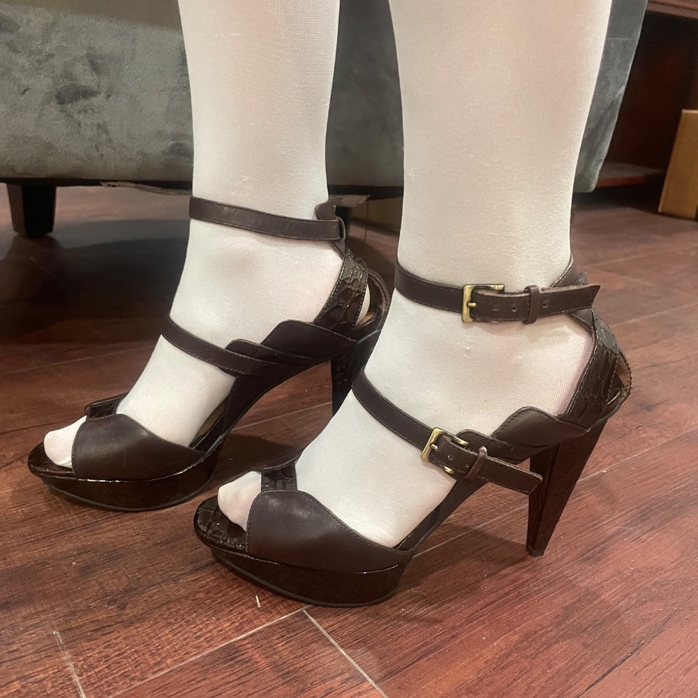 LANVIN Brown Buckled High Heel Sandals - Picture 3 of 8